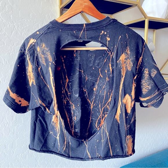 Upcycled redesigned by hand Sons of Anarchy crop open back graphic tee shirt M - Picture 6 of 6